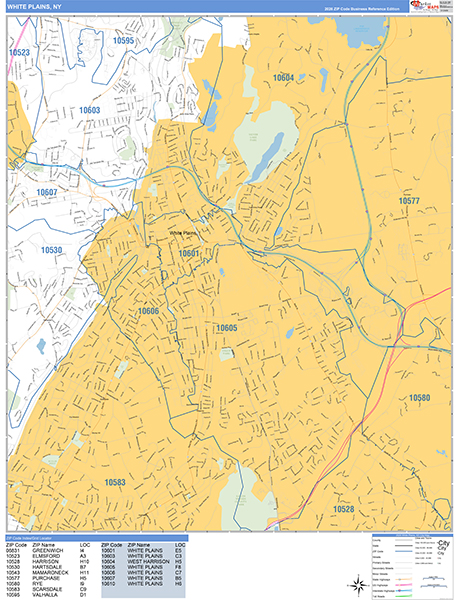 White Plains, NY Wall Map
